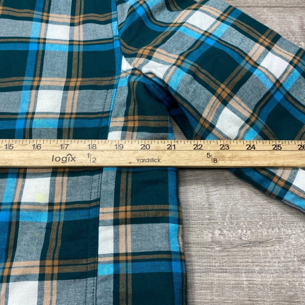 Eddie Bauer Shirt Jacket Womens M Teal Plaid Quilted Lined Flannel Outdoor - Picture 6 of 10